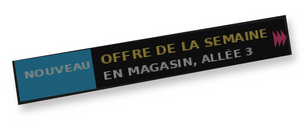 Bande DEL de bord de tablette qui affiche l’offre de la semaine